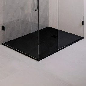 BRAUER Asteroid Douchebak 100x160 incl. antislip en antibacterieel mineraalmarmer mat zwart DB-AS100160MZ
