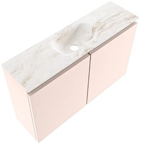 Mondiaz Ture DLux toiletmeubel 80cm rosee met wastafel frappe midden zonder kraangat