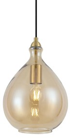 Moderne hanglamp goud met amber glas - Traditional