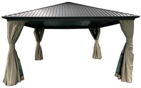 Metalen tuinhuisje Sardinië 3x3 met gordijnen Garden Point beige