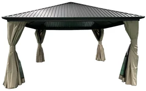 Metalen tuinhuisje Sardinië 3x3 met gordijnen Garden Point beige