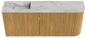Mondiaz Joya DLux 100cm toiletmeubel ronding rechts oak met wastafel faye links zonder kraangat glace