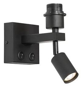 Moderne wandlamp zwart met leeslamp - Brescia