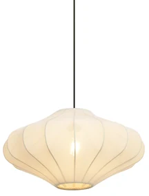 Japandi hanglamp beige met stoffen kap 50cm - PluJapandi E27 rond Binnenverlichting Lamp