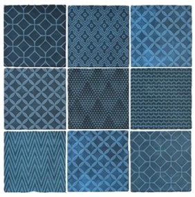 Terre d'Azur Maroc wandtegel met decor 11.5x11.5cm blauw donker mix