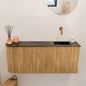 Mondiaz Joya DLux 100cm toiletmeubel ronding links oak met wastafel faye rechts zonder kraangat lava