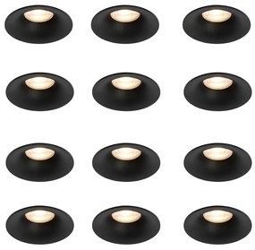 Set van 12 inbouwspots zwart GU10 50mm - Gijs Modern GU10 rond Binnenverlichting Lamp