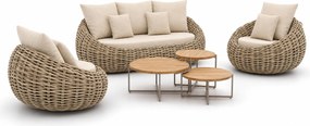 Stoel en Bank Loungeset 5 personen Wicker Taupe Apple Bee Cocoon/Monaco