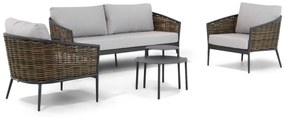 Stoel en Bank Loungeset 4 personen Wicker Grijs  Coco Coco Lanai