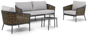 Stoel en Bank Loungeset 4 personen Wicker Grijs  Coco Coco Lanai