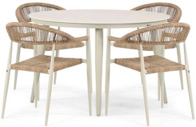 Tuinset 4 personen 120 cm Aluminium/rope Taupe Lifestyle Garden Furniture Granada/Vienna