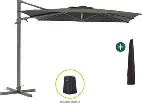 + 15% kassakorting | Parasol Shadowline Francisco | Inclusief hoes | Vierkant | 300x300cm | Met draaihendel | Grijs/Antraciet | Kees Smit Tuinmeubelen