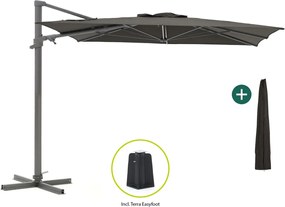 Parasol Shadowline Francisco | Inclusief hoes | Vierkant | 300x300cm | Met draaihendel | Grijs/Antraciet  | Kees Smit Tuinmeubelen