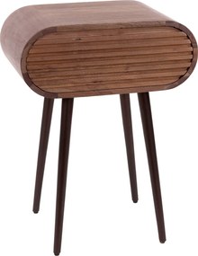 Ovaal Acaciahouten Nachtkastje Met Lade - 45x30x60cm.