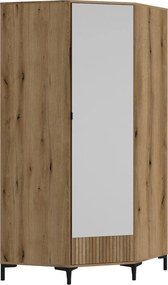 Hoekkledingkast Lorcamu 112, Eiken, 198x90x90cm, 131 kg, Kledingkast deuren: Met scharnieren