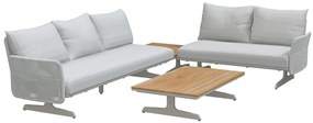 4 Seasons Outdoor Play hoekbank L met hoek- en salontafel Loungeset houtkleur weerbestendig