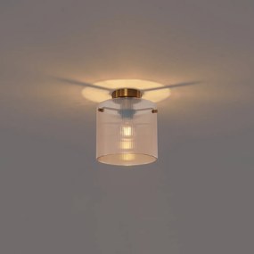 Art Deco plafondlamp messing met amber glas - Laura
