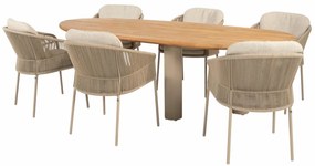 Taste by 4 Seasons Florence tuinset latte met Estate tafel met teakhouten blad 240 cm Tuinset   taupe weerbestendig