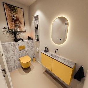 Mondiaz Ture DLux toiletmeubel 100cm ocher met wastafel glace midden zonder kraangat