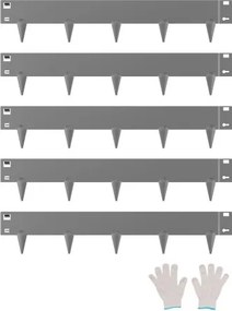 VEVOR Gazonrand 5-pack, Bloembedrand 990x181 mm, Metalen Bloembedrand, Flexibele Bloembedrand, Robuuste Tuinafscheiding, Eenvoudig te installeren, Bloembed-/Tuinpadafscheiding, Donkergrijs