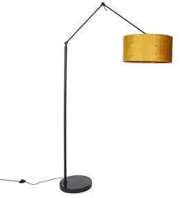 Moderne vloerlamp zwart met kap goud 50 cm - Editor