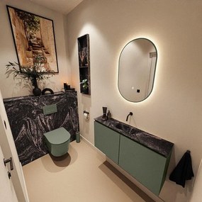 MONDIAZ TURE-DLUX 100cm toiletmeubel Army. EDEN wastafel Lava positie midden. Zonder kraangat. TUREDX100ARMM0LAV