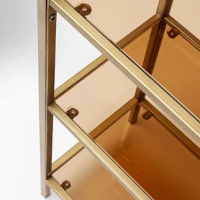 Kare Design Loft Gold Laag Wandrek Staal Met Glas Goud - 115x30x100cm.
