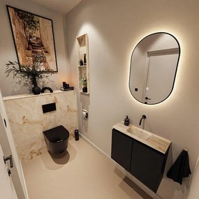 MONDIAZ TURE-DLUX 60cm toiletmeubel Urban. EDEN wastafel Frappe positie midden. Zonder kraangat. TUREDX60URBM0FRA