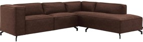 Goossens Bank Calvin bruin, micro leer, 2,5-zits, modern design met ligelement rechts
