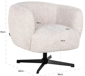 Richmond Interiors Estelle Draai Fauteuil Met Ronde Rug Creme