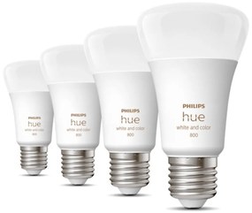 Philips Hue Lampen 4xE27 (A60) 6,5W 800lm Wit en gekleurd licht Wit