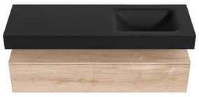 Zaro Alan badmeubel 140cm washed oak 1 lade met vrijhangende wastafel cloud rechts 1 kraangat urban