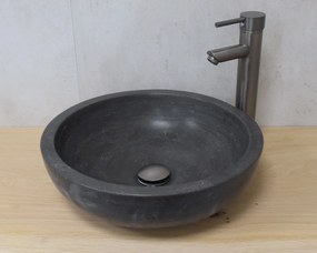 Saniclear Round Iron natuursteen waskom set met kraan in de kleur verouderd ijzer compleet