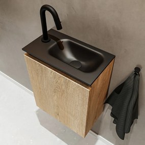 Mondiaz Ture 40cm toiletmeubel washed oak met wastafel urban rechts 1 kraangat