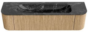 Mondiaz Kurve-dlux 170cm badmeubel ronding links/rechts oak met 1 lade en 2 deuren en wastafel big large midden 1 kraangat lava