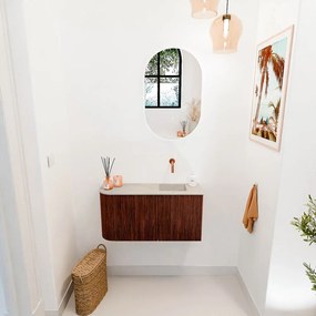 Mondiaz Joya DLux 80cm toiletmeubel ronding links ruby met wastafel faye rechts zonder kraangat opalo
