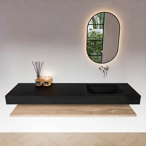Zaro Alan badmeubel 170cm met planchet washed oak en vrijhangende wastafel cloud rechts zonder kraangat urban