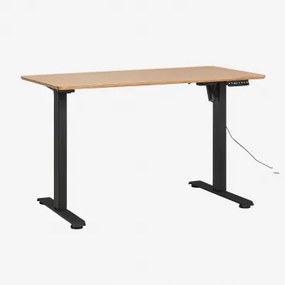 Elektrisch Verstelbaar Rechthoekig Bureau Met Geheugenfunctie Van Hout En Ijzer Serpi Eikenhout & ↔︎ 120 Cm & Zwart - Sklum