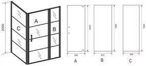Sanigoods Icho douchecabine met rasters 140x90x200cm zwart mat