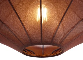 Stoffen Eettafel / Eetkamer Japandi hanglamp bruin 50cm 3-lichts - PluJapandi E27 Scandinavisch rond Binnenverlichting Lamp