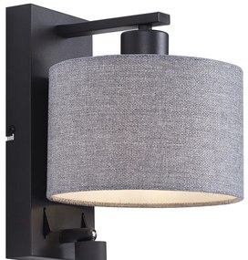 LED Moderne wandlamp zwart met grijs rond en leeslamp - Puglia Modern E27 Binnenverlichting Lamp