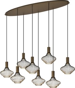 Asli 8-lichts Hanglamp Zwart Goud