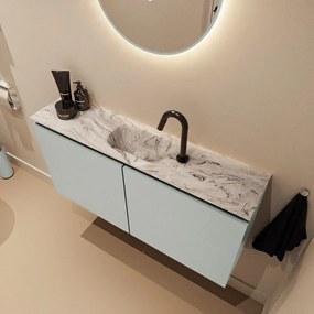 Mondiaz Ture DLux toiletmeubel 100cm greey met wastafel glace midden met kraangat