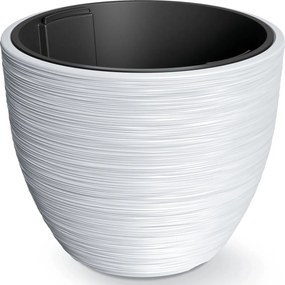 Prosperplast Furu Stripes Bloempot - Wit -Ø 47 cm - Met binnenpot