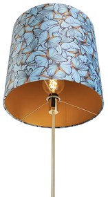 Vloerlamp goud/messing met velours kap vlinders 40/40 cm - Parte Klassiek / Antiek E27 cilinder / rond rond Binnenverlichting Lamp