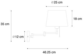 Wandlamp zwart met zwarte kap en verstelbare arm - Ladas Deluxe
