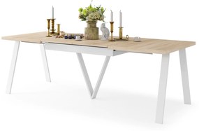 AVERY eik Sonoma / onderkant wit - LOFT/INDUSTRIËLE TAFEL VOOR WOONKAMER / EETKAMER UITKLAPBAAR TOT 290 cm!