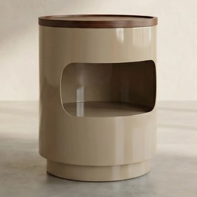 Bijzettafel Met Opberg Taupe - 37 X 37cm.