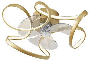 Plafondventilator met lamp messing 55cm incl. LED dimbaar met afstandsbediening - Mandy Design rond Binnenverlichting Lamp