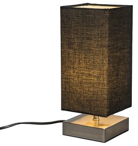 Moderne tafellamp zwart met staal - Milo Design, Industriele / Industrie / Industrial, Modern E14 vierkant Binnenverlichting Lamp